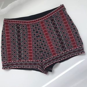 Forever 21 Red &Black Embroidered Boho Short Small